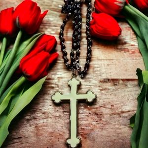 Exquisite old vintage black and white rosary